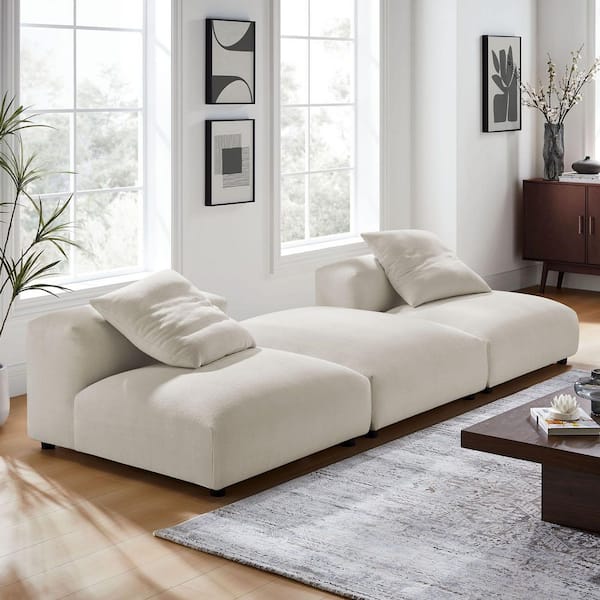 Solace 82.7 in. 3-Piece Modular Upholstered Fabric Sectional Sofa in. Salt