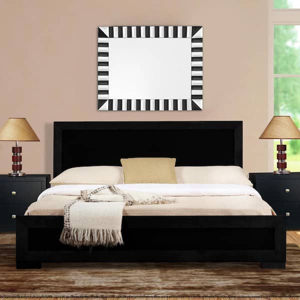Trent 2-Piece Black Wood Queen Bedroom Set with 1-Nightstand