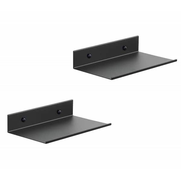 NVNOO 10 in. Black Metal Wall Mounted Shelves for Mini Floating Shelf, Decor Display Wall Shelf (2-Pack)