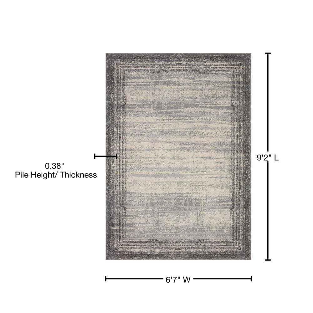 Austen Abstract Pebble & Charcoal Stain-Resistant Area Rug 6'7" x 9'2"