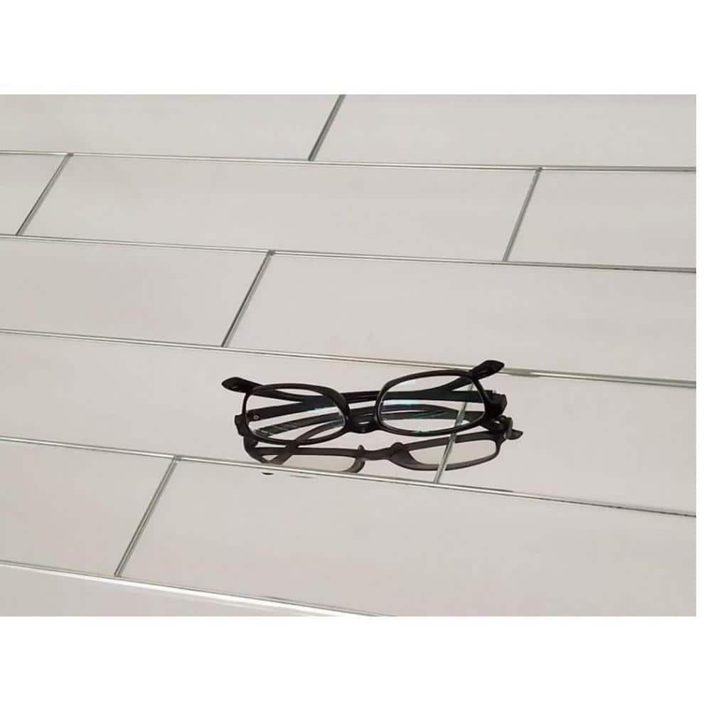 Silver Polished Glass Subway Peel and Stick Wall Tile