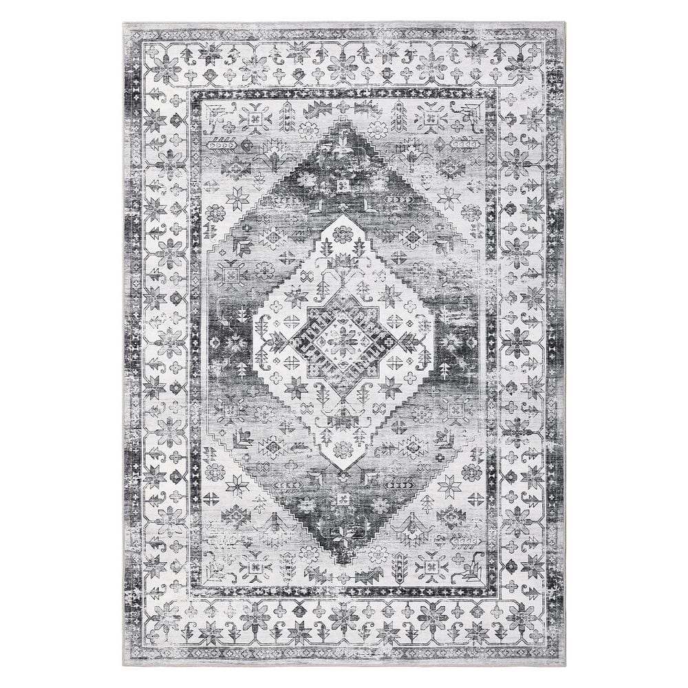 Vintage Carpet Gray 6 ft.x9 ft. Machine Washable Printed Deferred Short Pile Non-Slip Rug Soft Foldable Indoor Area Rug price history on PriceWatchPro