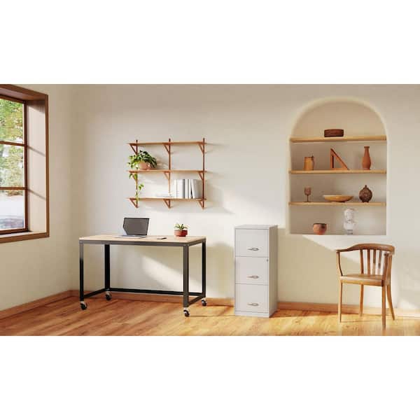 18 in. D 3-Drawer Metal Smart Letter Width 14.25 in. W Vertical File Cabinet, Arctic Silver