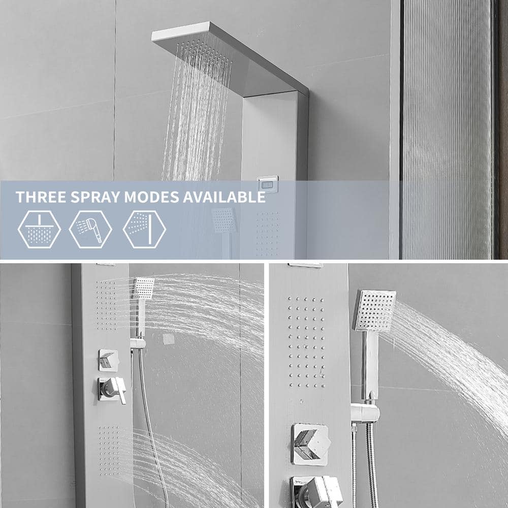Nickel Chrome 2-Jet Rainfall Shower Panel System with Handheld Wand