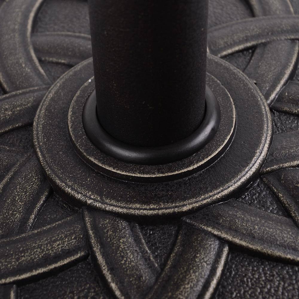 22" Bronze Round Resin Patio Umbrella Base Stand with Decorative Pattern
