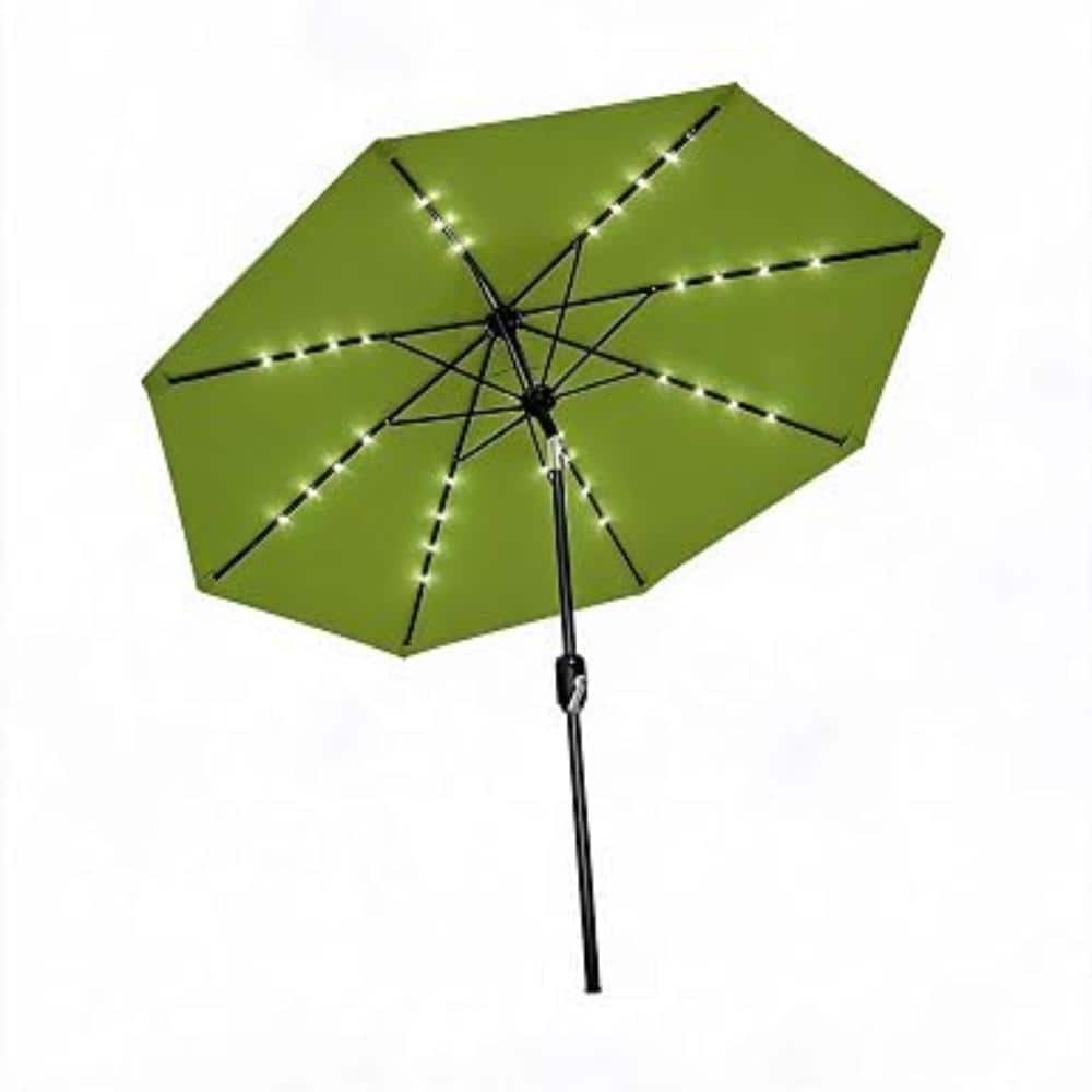 10FT Solar 40-LED Patio Table Umbrella with Crank & Tilt - Grass Green 8-Rib Outdoor Market Umbrella for Deck price history on PriceWatchPro
