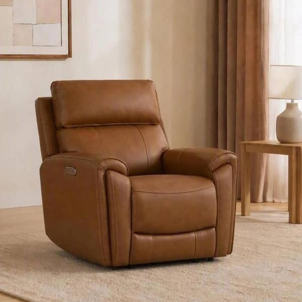 Orien Wall Hugger Saddle Leather Dual Motor Power Recliner with Headrest, USB-C Charging