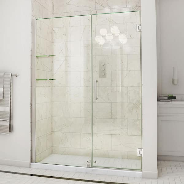 DreamLine Unidoor 53 to 54 in. x 72 in. Frameless Hinged Shower Door in Brushed Nickel