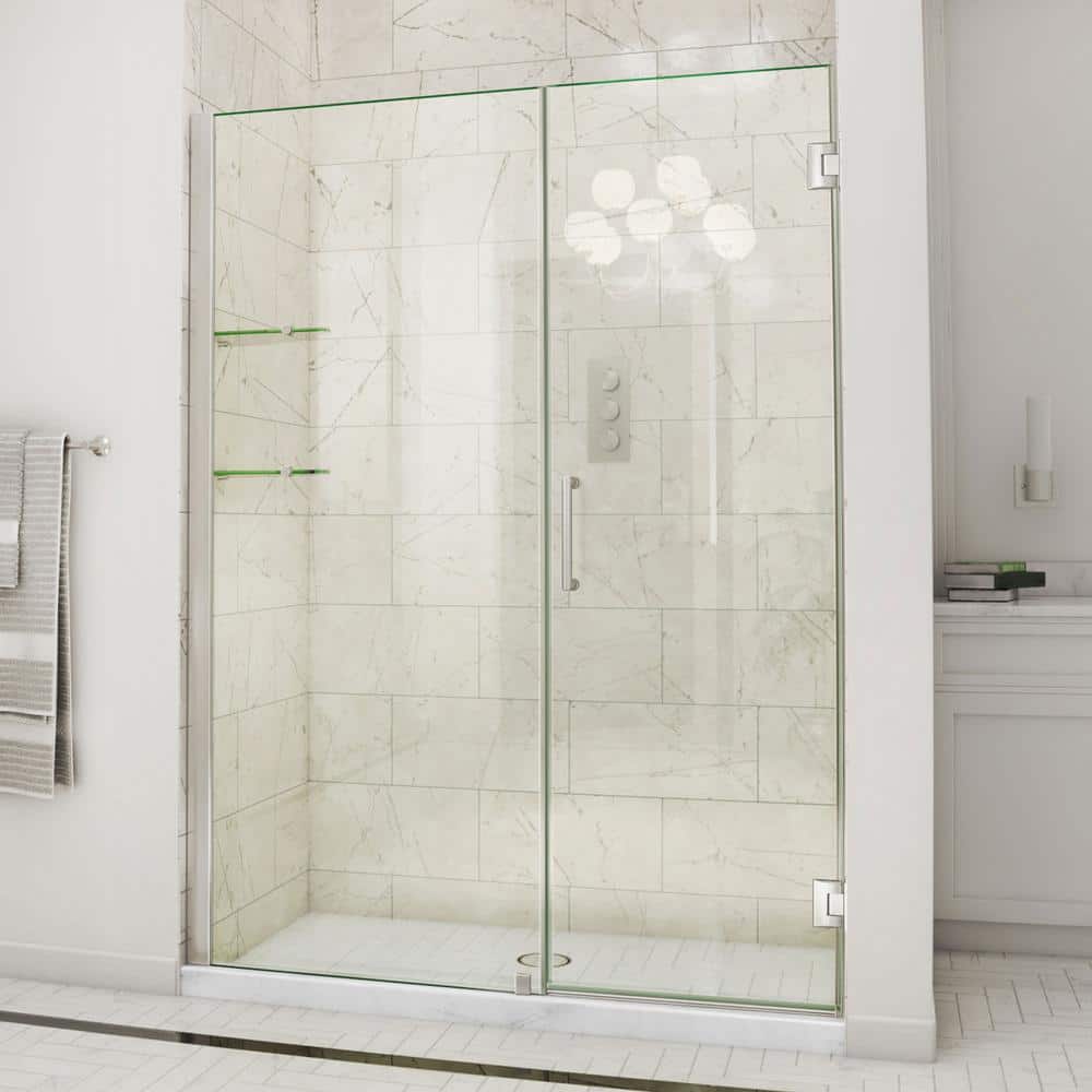 Unidoor 60 in. to 61 in. x 72 in. Frameless Hinged Shower Door in Brushed Nickel price history on PriceWatchPro