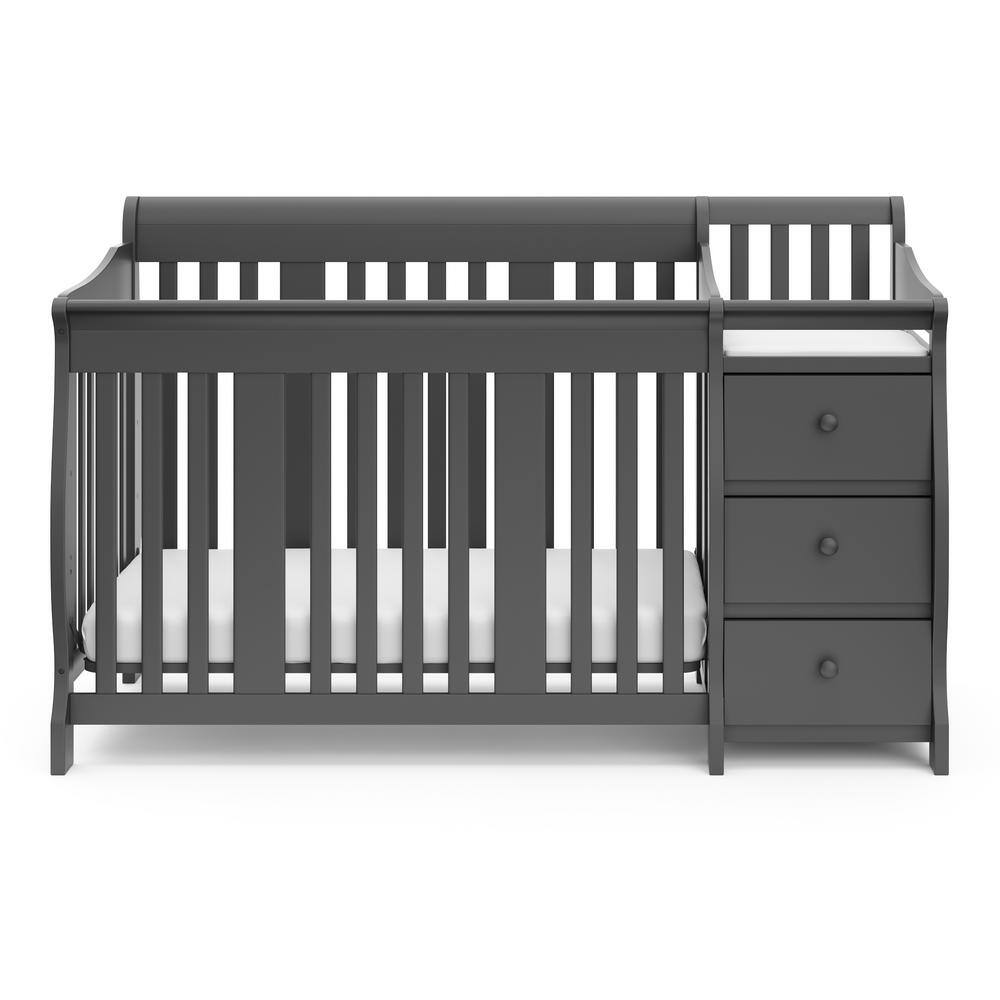 Gray 5-in-1 Convertible Crib and Changer with Storage