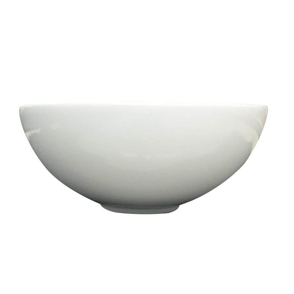 White Ceramic Round Above-Counter Vessel Sink, 11.25"