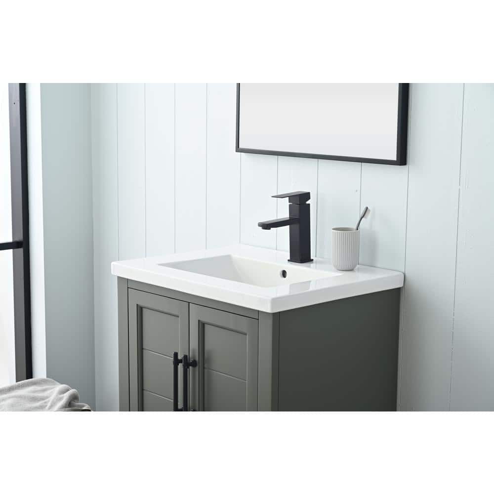 Vintage Green 24" Freestanding Single Sink Bathroom Vanity with Ceramic Top
