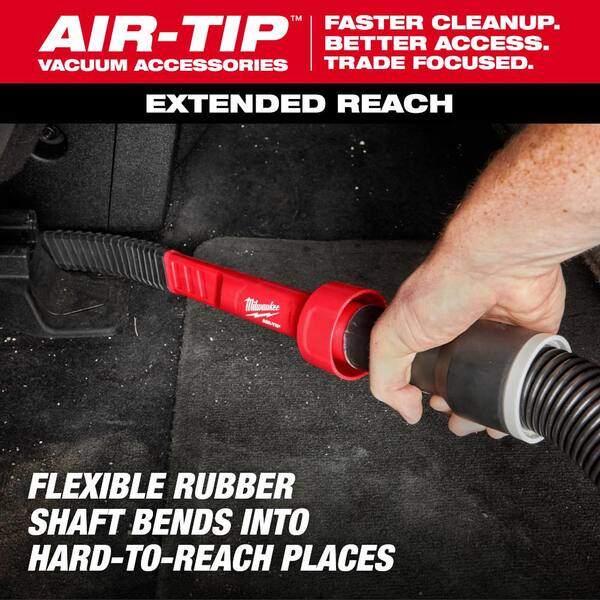 Milwaukee AIR-TIP Claw Utility Nozzle, Rotating Corner Brush, Flexible Long Crevice Tool For Wet/Dry Vacuums Automotive Set (3-Pc)