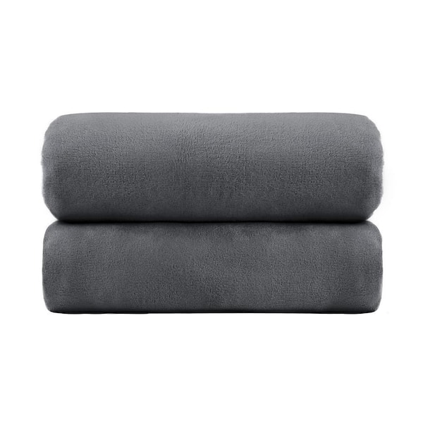 Gray Oversized Microfiber Bath Towel (Set of 2)