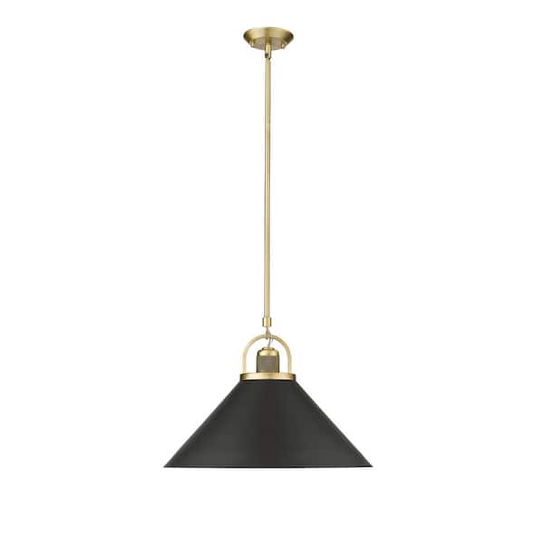 Millennium Lighting Artistan 1-Light 13.1 in. Vintage Brass/Matte Black Pendant-Light Steel