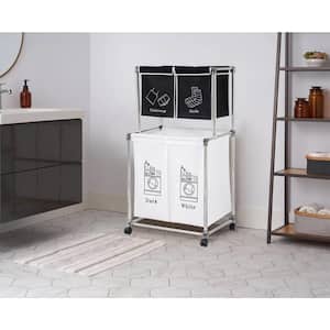 White 2-Tier Polyester Fabric Steel Framed Laundry Sorter Laundry Hamper with 4 Removable Bags and Wheels