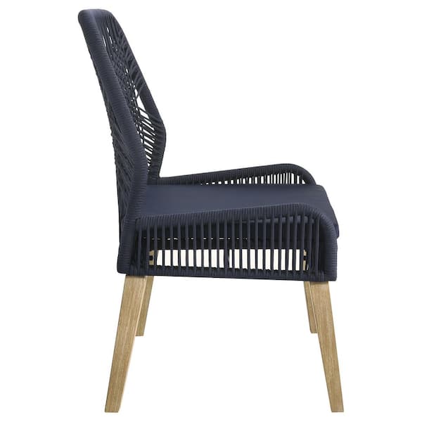 Coaster Nakia Dark Navy Fabric Woven Rope Dining Chairs Set of 2