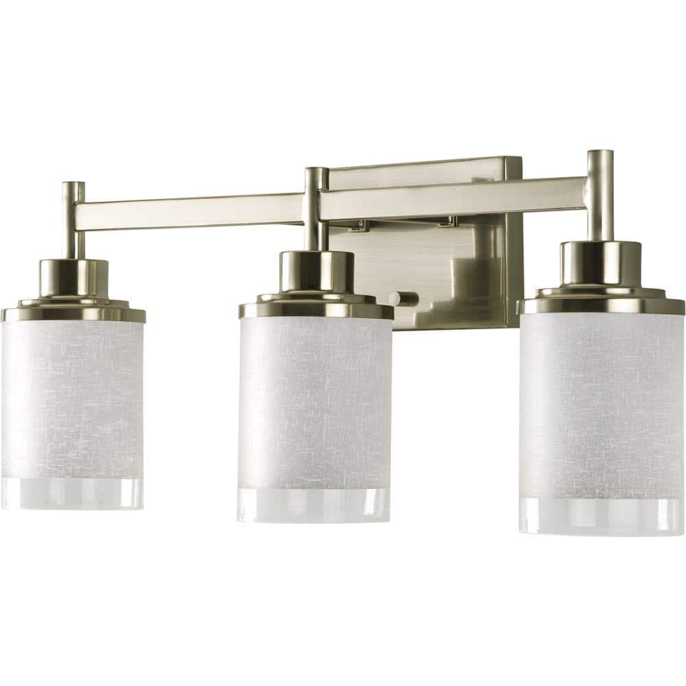 Brushed Nickel 3-Light Cylinder Bath Vanity Fixture