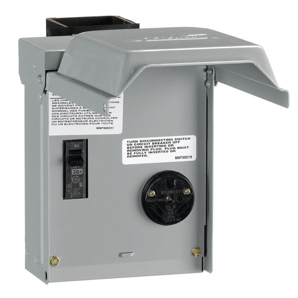 Overhead Temporary Power Panel 30 Amp Receptacle Outdoor and Galvanized Steel 