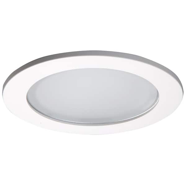 HALO 5 in. White Recessed Ceiling Light Shower Trim with Frosted Lens