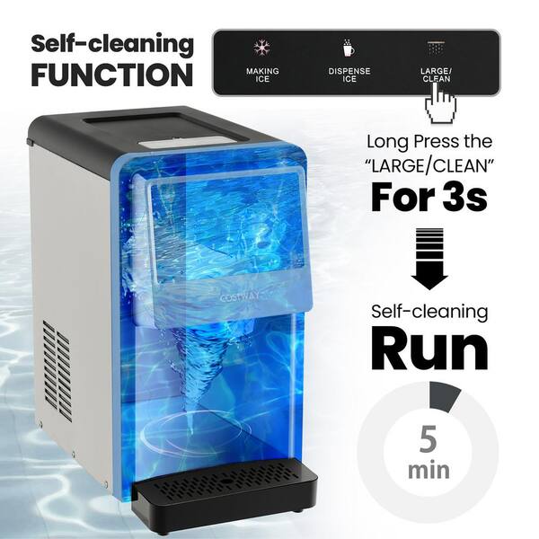 115V Free-Standing Undercounter Built-In Ice Maker with Self-Cleaning  Function - Costway