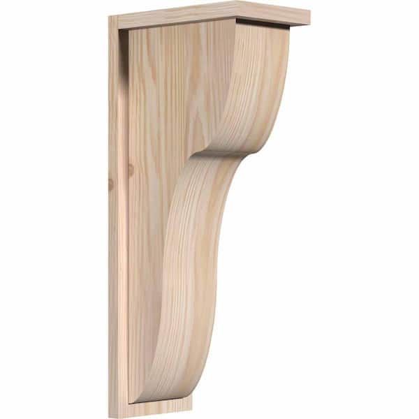 Ekena Millwork 7-1/2 in. x 12 in. x 28 in. Douglas Fir Carmel Smooth Corbel with Backplate
