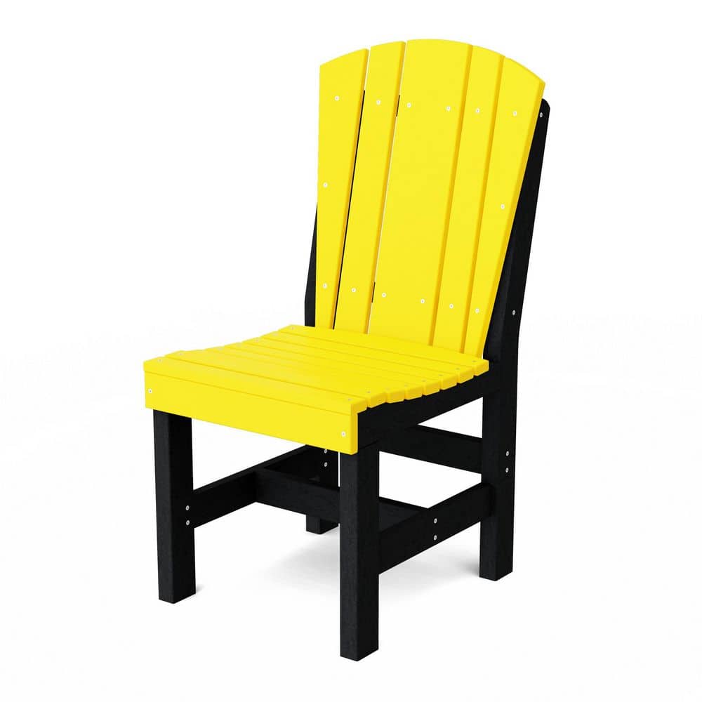 Heritage Lemon Yellow and Black HDPE Plastic Outdoor Dining Side Chair