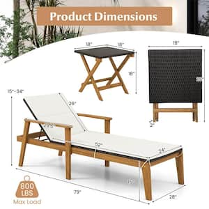 Brown 2-Piece Wood Patio Conversation Set with Outdoor Deluxe Mix Standard Off White Cushions