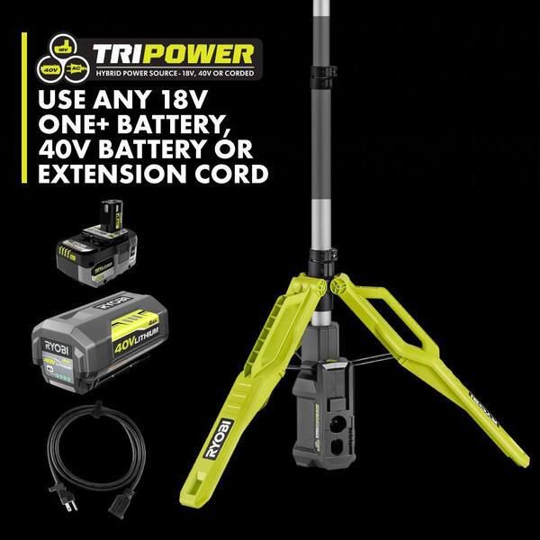 RYOBI Hybrid Tri-Power Tripod Light with ONE+ 18V 4.0 Ah HIGH