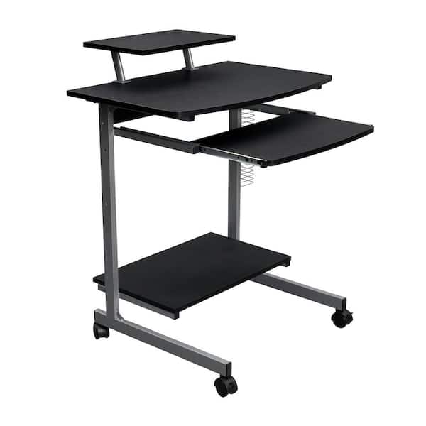 Clihome 27.5 in. Rectangular Graphite Steel Frame Computer Desk with Storage