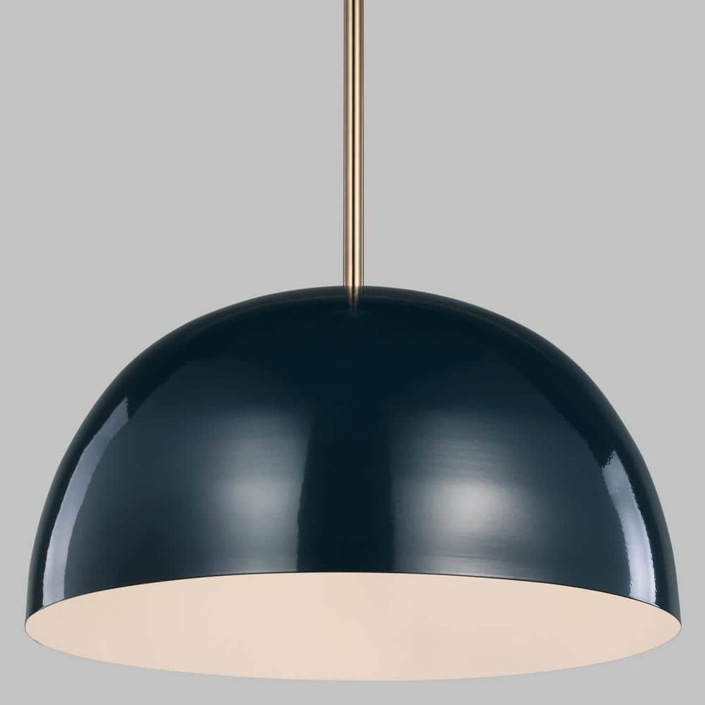Ivan Dutch Blue 15" Drum Pendant with White Interior