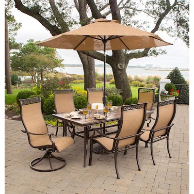 Outsunny 5-Piece Outdoor Furniture Dining Set, Cast Aluminum Conversation  Set Includes 4 Chairs and 1 Round Table with Umbrella Hole for Patio Garden  Deck, Flower Design 5PCs W/Umbrella 