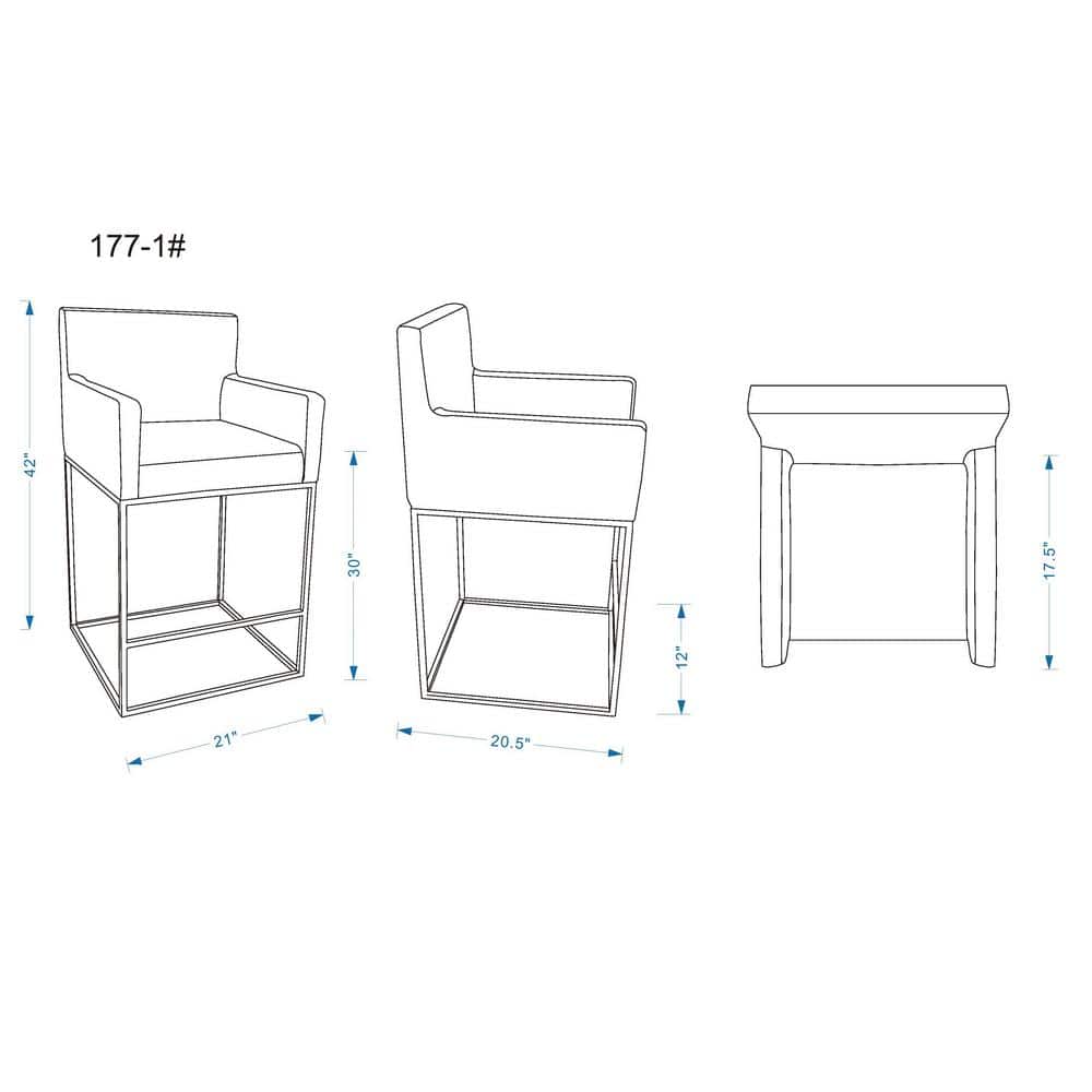 Manhattan Ambassador Cream Leather 42'' Modern Barstool