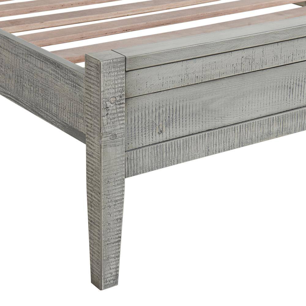 Windsor Driftwood Gray Twin Wood Bed with Headboard and Slats