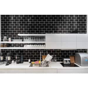 Retro Glossy Black 11.22 in. x 11.47 in. Glossy Porcelain Floor and Wall Tile (13.35 sq. ft./Case)