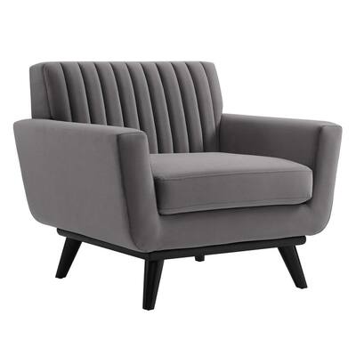 Engage Channel Tufted Performance Velvet Arm Chair in Gray