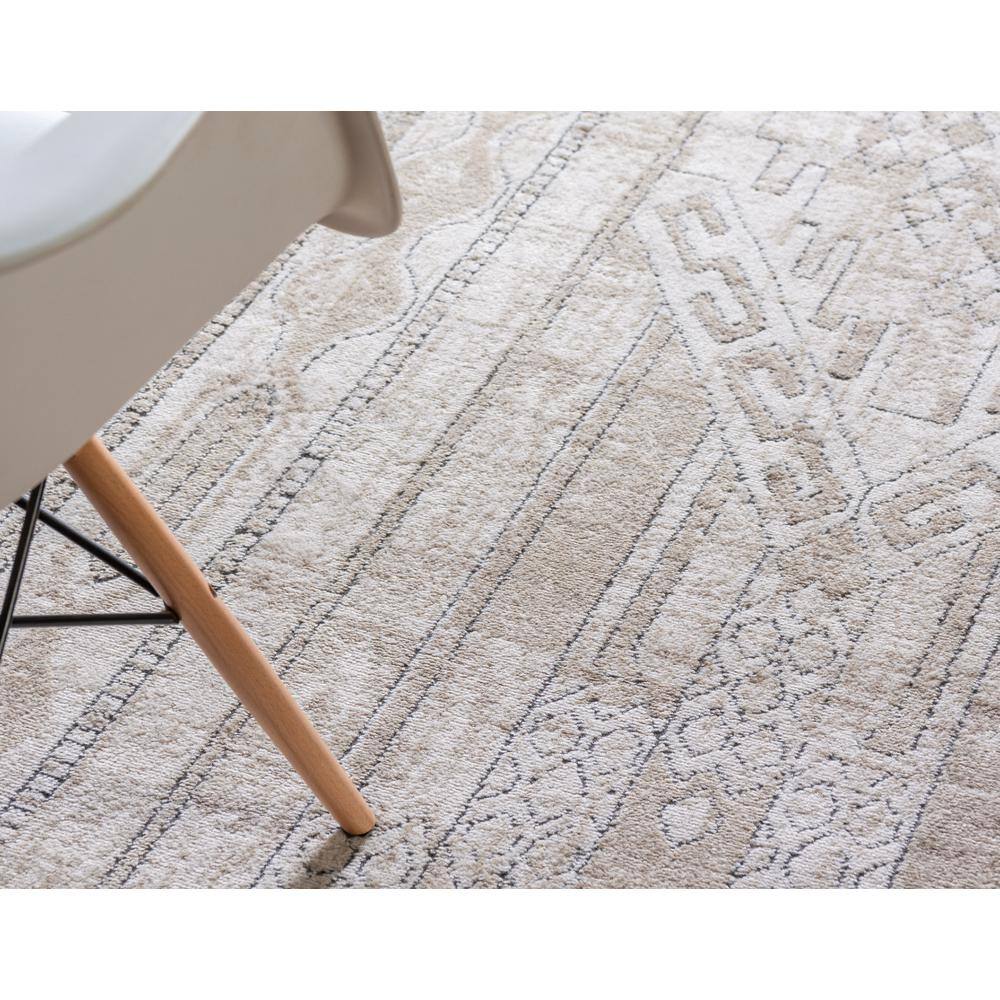 Ivory and Tan Geometric Indoor Runner Rug 2' 2" x 6' 1"