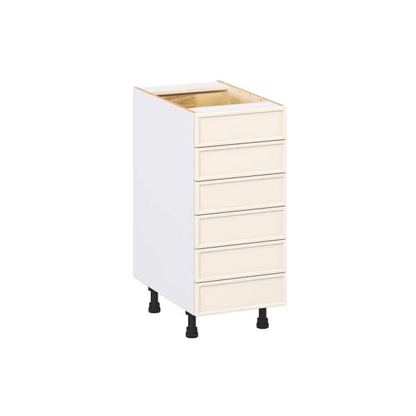Fairview 15 in. Wx24 in. D x 34.5 in. H Assembled Slim Shaker Drawer Base Kitchen Cabinet in Washed Linen with 6-Drawers