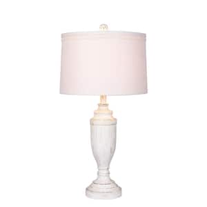 29.5 in. Cottage Antique White Distressed Formal Urn Resin Table Lamp