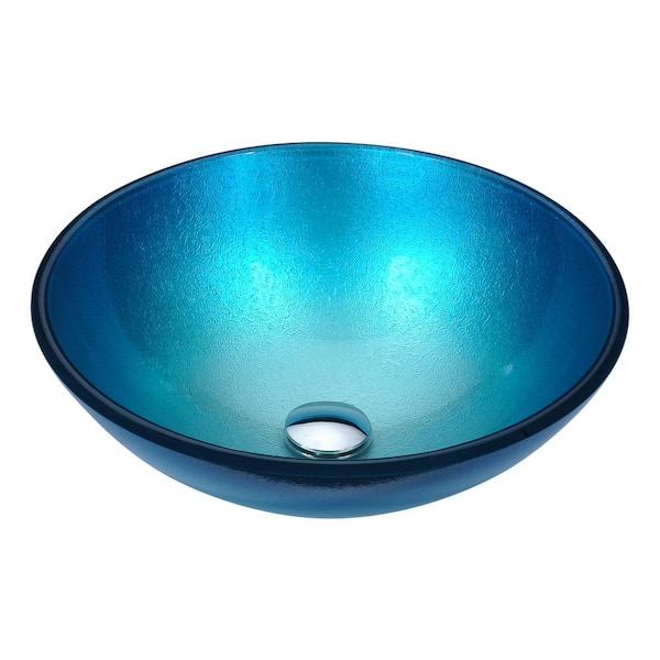 Posh Series Deco-Glass Vessel Sink in Coral Blue Posh Series Deco-Glass Vessel Sink in Coral Blue