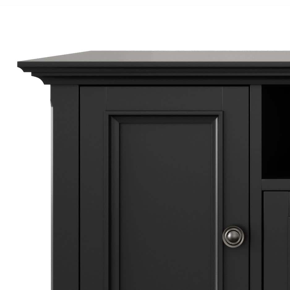 Amherst Black Solid Wood 72" TV Media Stand with Cabinets