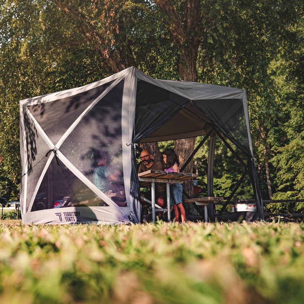 Slate Gray 6-Sided Portable Pop-Up Screen Tent