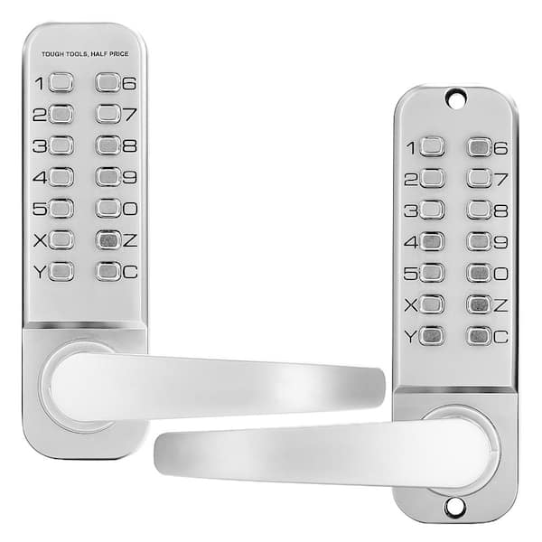 Mechanical Keyless Entry Door Lock, 14 Key Mechanical Door Lock for Outdoor Fence, Silver