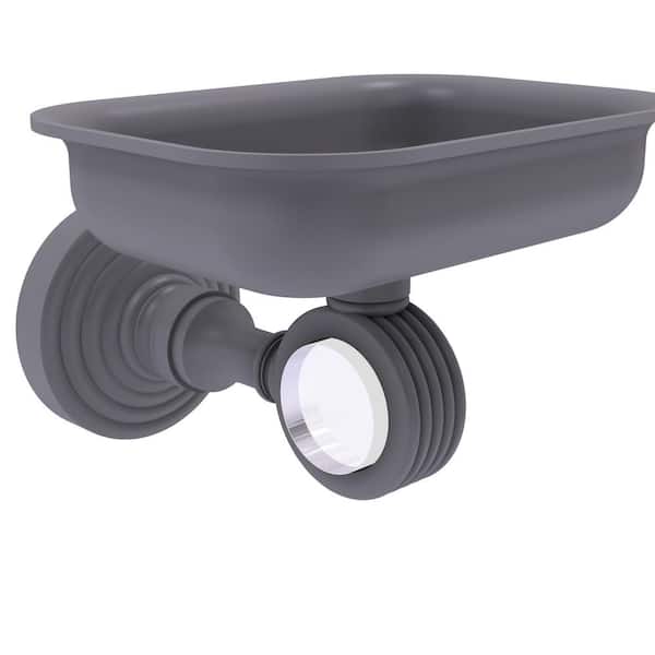 Pacific Grove Collection Wall Mounted Soap Dish Holder with Groovy Accents in Matte Gray