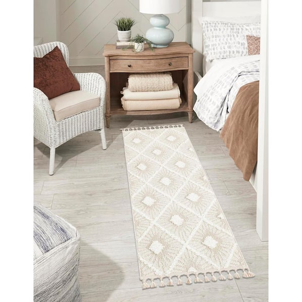 Boho Lilah Ivory 2 ft. x 6 ft. 1 in. Area Rug