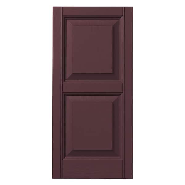 Ply Gem 15 in. x 43 in. Raised Panel Polypropylene Shutters Pair in Vineyard Red