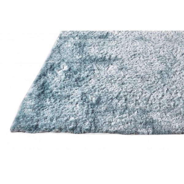 4 ft. x 6 ft. Blue and Silver Solid Color Area Rug