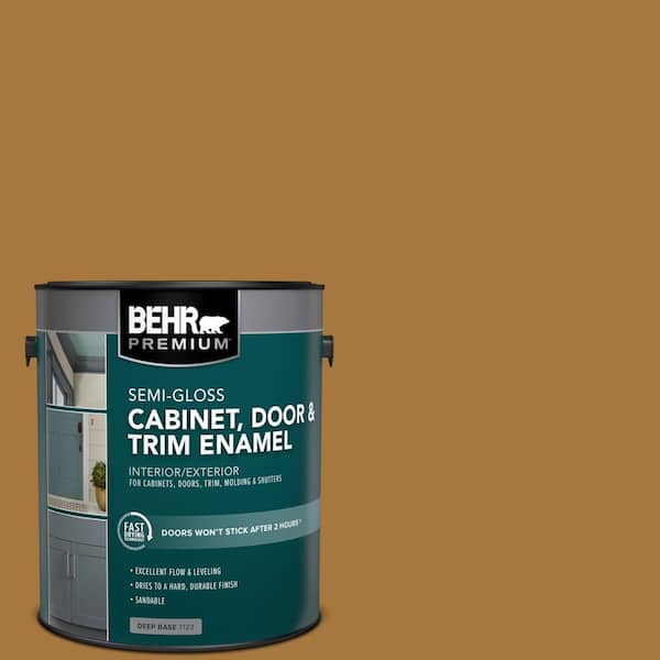 BEHR PREMIUM 1 gal. #MQ4-06 Invitation Gold Semi-Gloss Enamel Interior/Exterior Cabinet, Door & Trim Paint