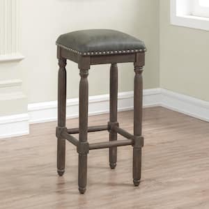 Bronson 30 in. Driftwood Grey Cushioned Backless Bar Stool