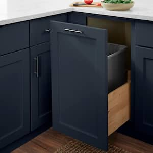 Avondale 18 in. W x 24 in. D x 34.5 in. H Ready to Assemble Plywood Shaker Double Trash Can Kitchen Cabinet in Ink Blue